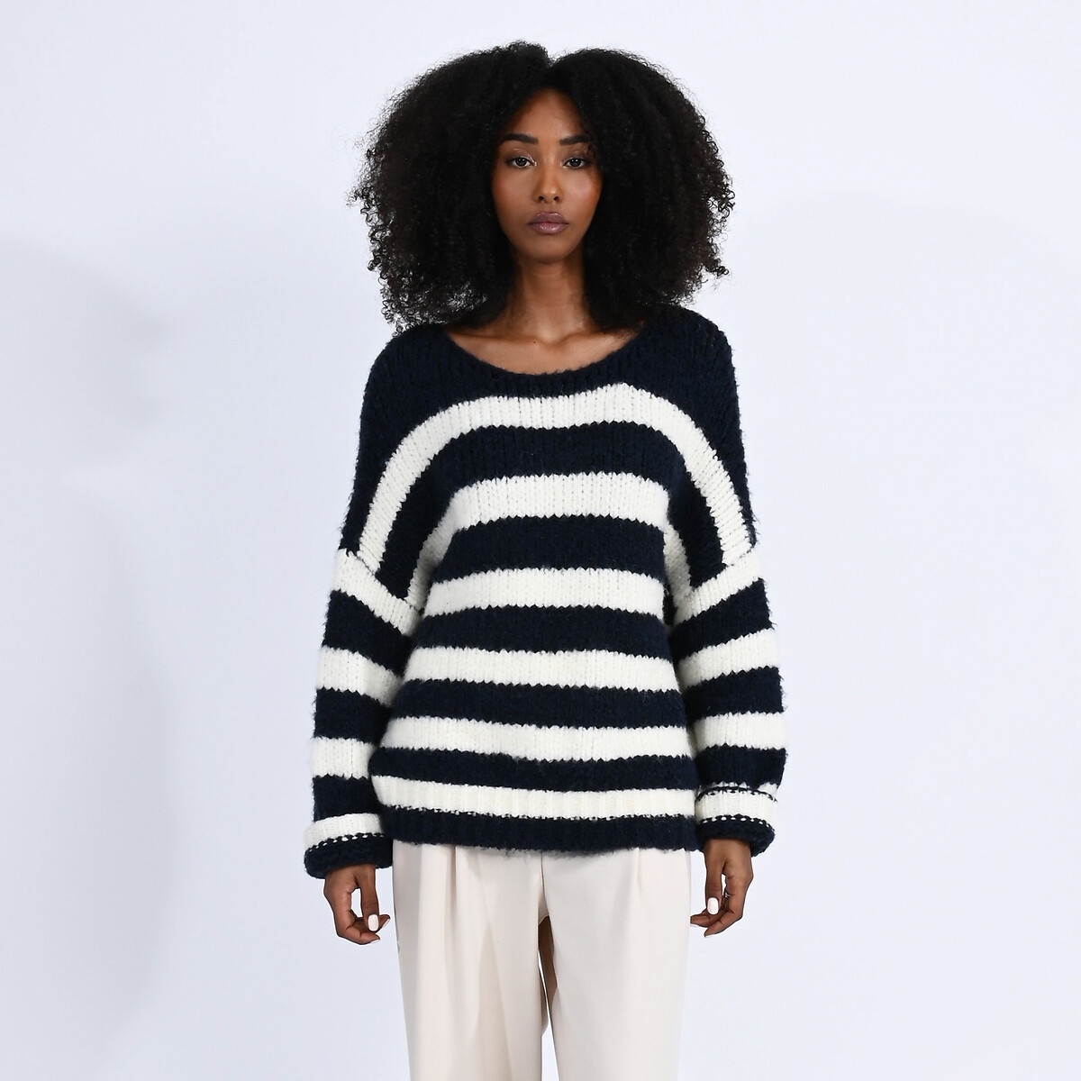 Molly Bracken Trui met ronde hals in grof tricot
