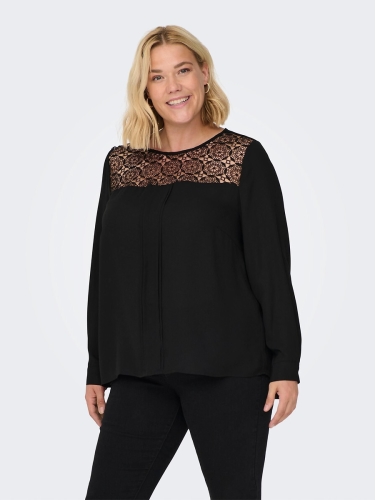 ONLY CARMAKOMA Blouse  met ronde hals, geborduurde halslijn