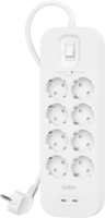 Belkin Surge Protection 8 Outlet 2 Meter Dual Usb C 30W PD Wit
