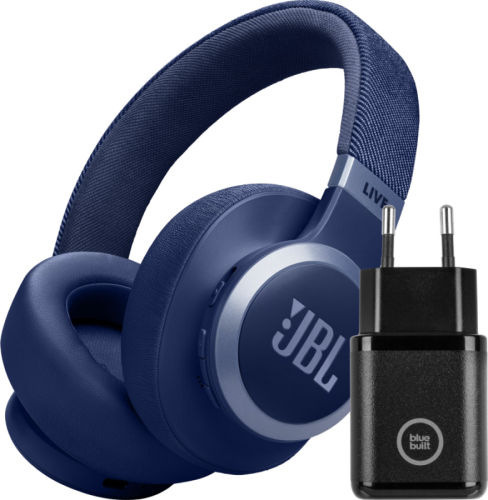 JBL Live 770NC Blauw + BlueBuilt Quick Charge Oplader met Usb A Poort 18W Zwart