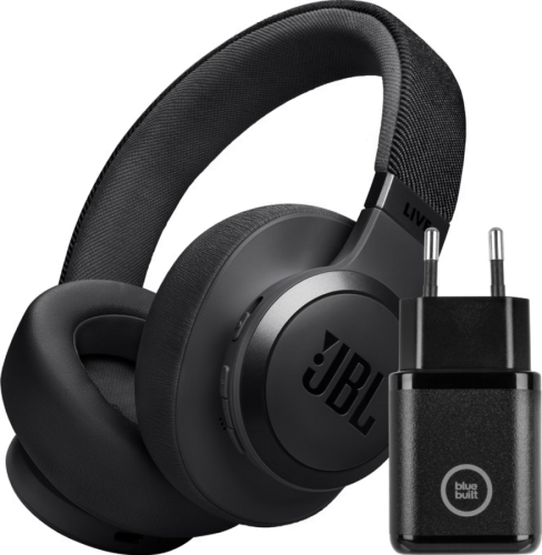 JBL Live 770NC Zwart + BlueBuilt Quick Charge Oplader met Usb A Poort 18W Zwart