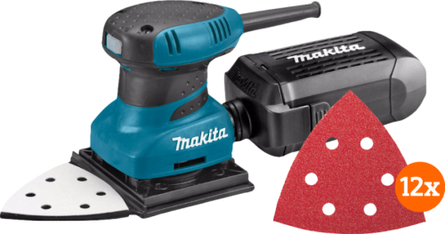 Makita BO4565 + schuurbladen (12x)