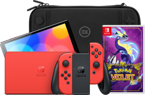 Nintendo Switch OLED Super Mario Editie + Pokémon Violet + BlueBuilt Beschermhoes