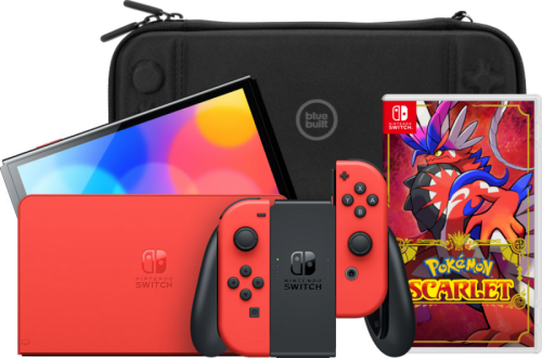 Nintendo Switch OLED Super Mario Editie + Pokémon Scarlet + BlueBuilt Beschermhoes