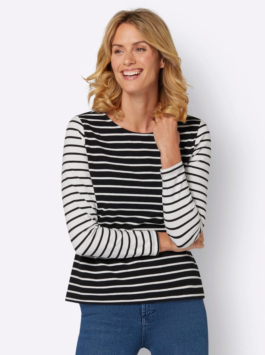 Casual Looks Shirt met lange mouwen Gestreept shirt (1-delig)