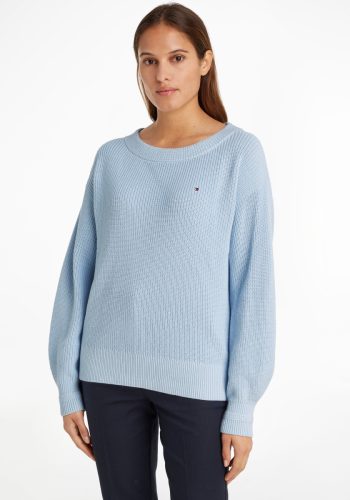 Tommy hilfiger Gebreide trui BOAT NK SWEATER COTTON RIB KNIT met Tommy hilfiger merklabel