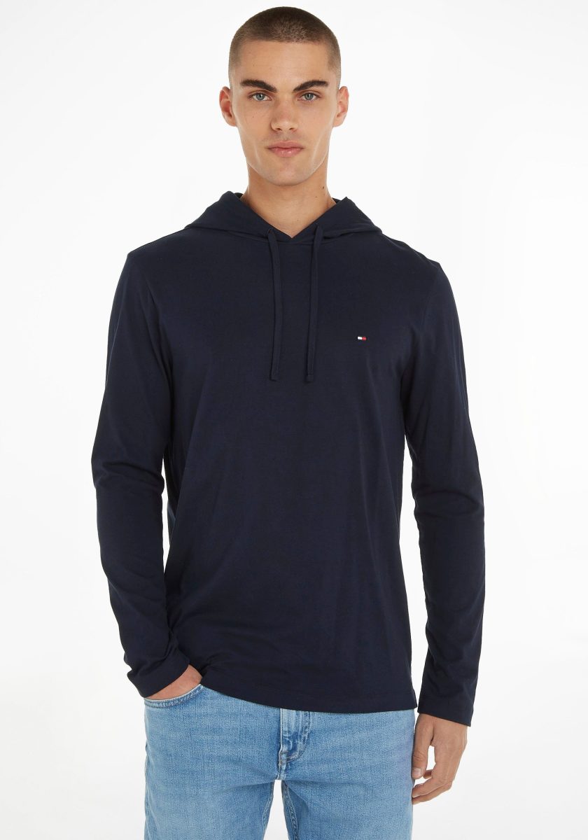 Tommy hilfiger Capuchonshirt HOODED LS TEE met een stijlvol logoborduursel