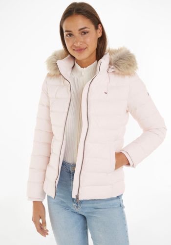 Tommy Jeans Gewatteerde jas TJW BASIC HOODED DOWN JACKET met imitatiebont aan de capuchon & Tommy Jeans-merklabel