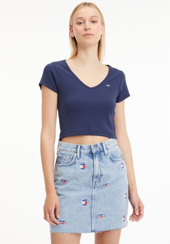 Tommy Jeans T-shirt TJW BBY CRP ESSENTIAL RIB V SS in rib-look