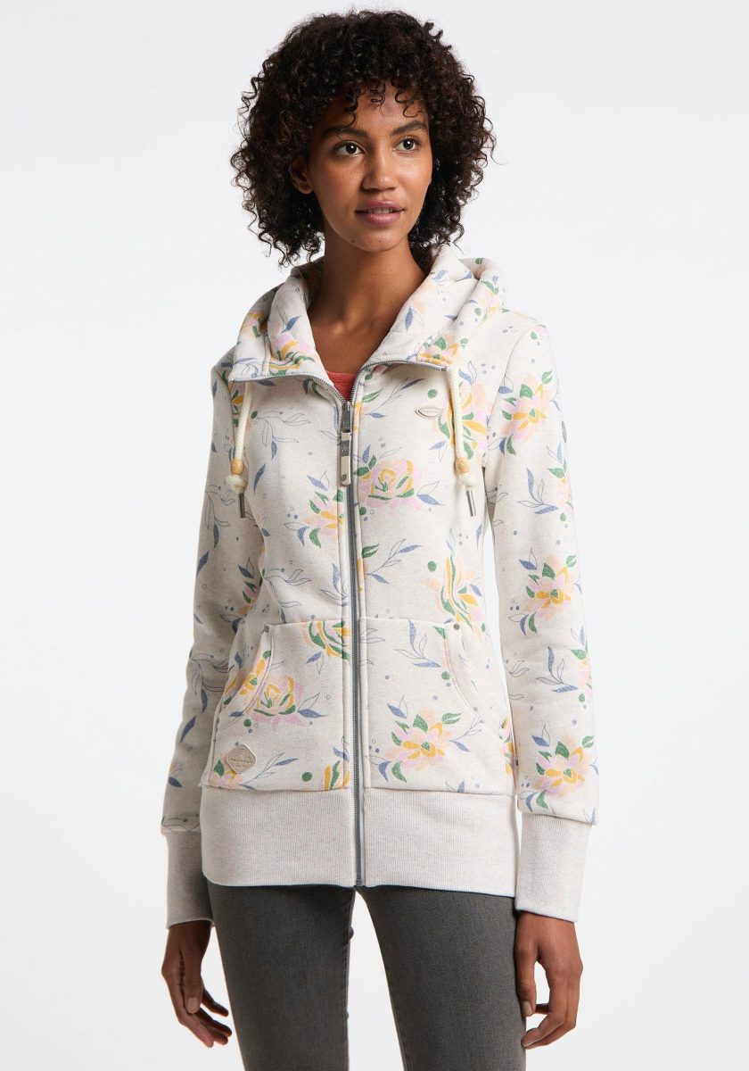 Ragwear Capuchonsweatvest NESKA FLOWER ZIP met all-over bloemenprint
