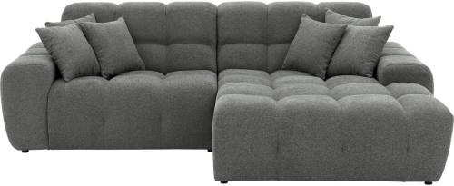 Goossens Excellent Bank Kubus - 30 X 30 Cm Stiksel grijs, stof, 1,5-zits, modern design met chaise longue rechts