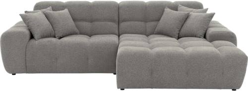 Goossens Excellent Bank Kubus - 40 X 40 Cm Stiksel grijs, stof, 1,5-zits, modern design met chaise longue rechts