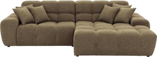 Goossens Excellent Bank Kubus - 40 X 40 Cm Stiksel groen, stof, 1,5-zits, modern design met chaise longue rechts