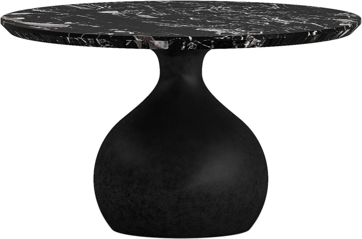 Goossens Salontafel Emiel rond, marmer zwart,, 60 x 35 x 60 cm