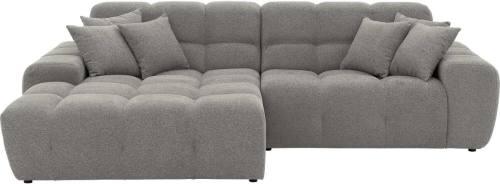 Goossens Excellent Bank Kubus - 40 X 40 Cm Stiksel grijs, stof, 1,5-zits, modern design met chaise longue links