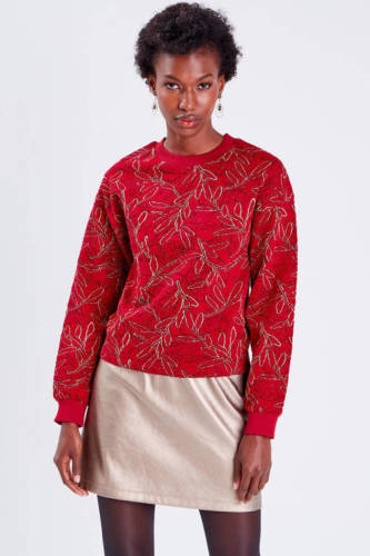 Cache Cache sweater met bladprint en textuur rood