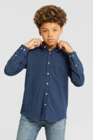 anytime jersey overhemd donkerblauw