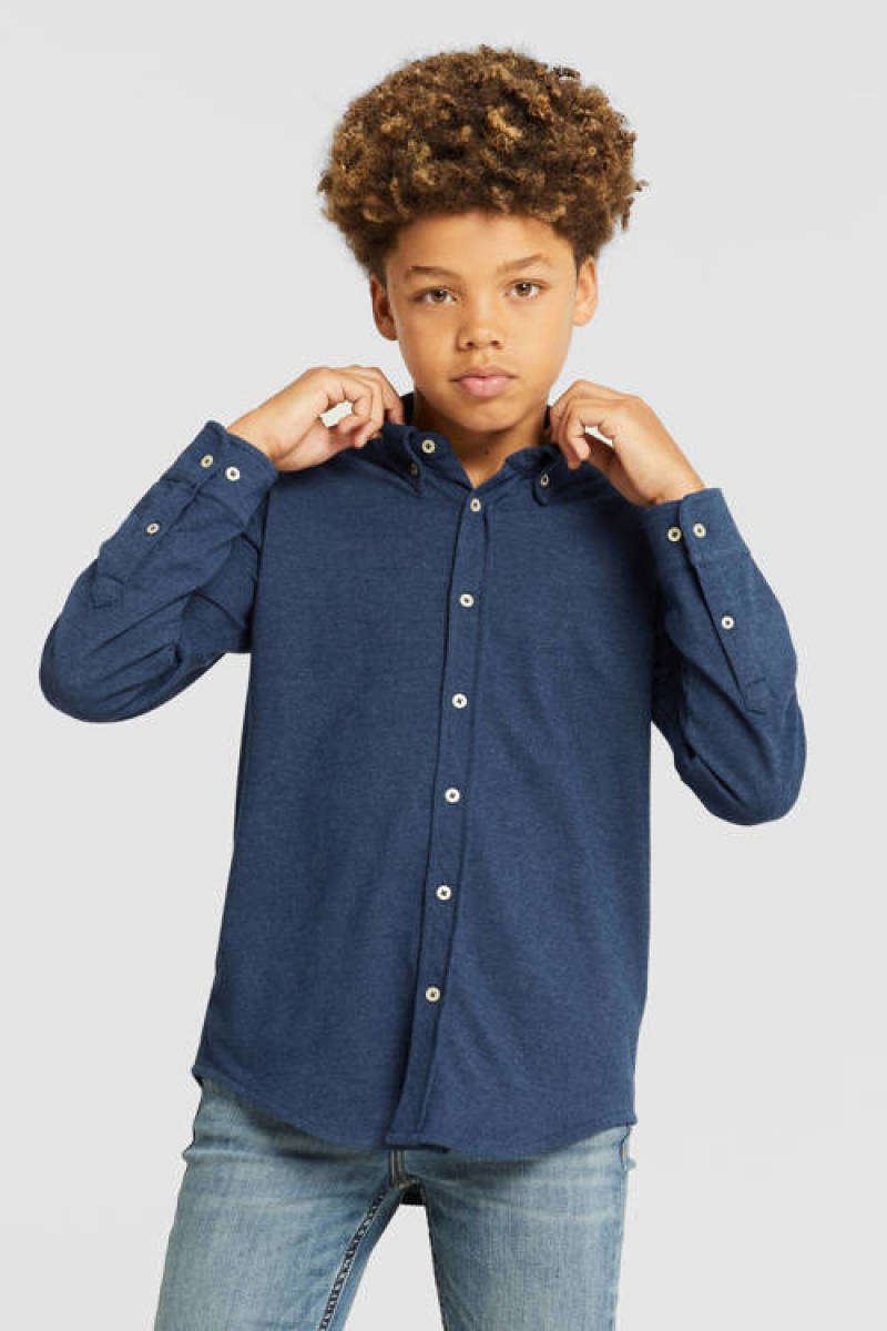 anytime jersey overhemd donkerblauw