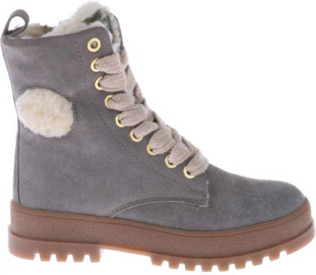 HIP gevoerde suède veterboots taupe