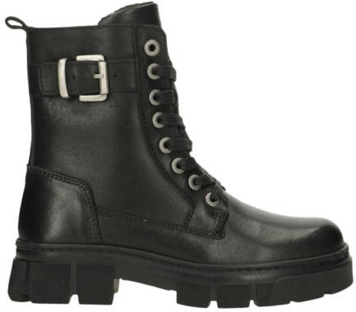 Bullboxer Diyona leren veterboots zwart
