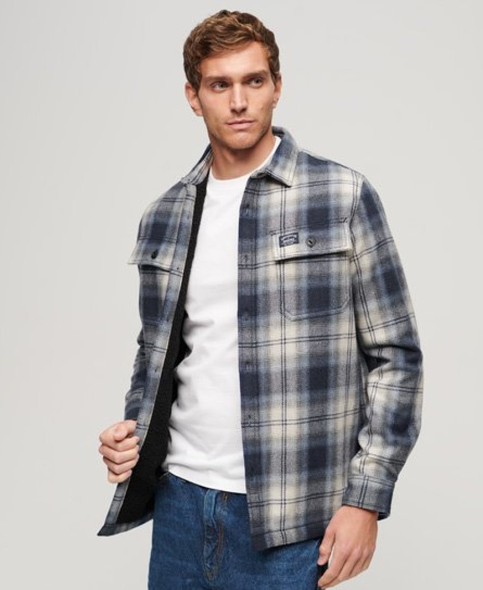 Superdry geruit regular fit overshirt blauw