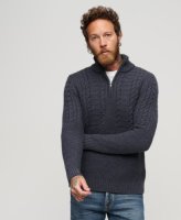 Superdry grofgebreide schipperstrui Vintage Jacob met wol indigo