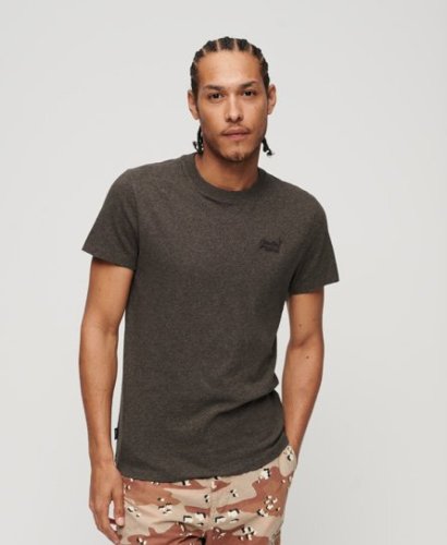 Superdry slim fit T-shirt met logo cocoa brown marl