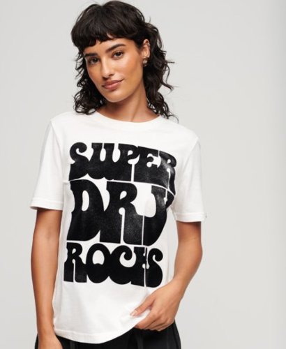 Superdry T-shirt 70'S RETRO ROCK met printopdruk wit