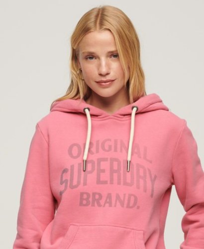 Superdry hoodie ARCHIVE SCRIPT GRAPHIC HOODIE met printopdruk roze