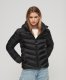 Superdry gewatteerde jas HOODED FUJI zwart