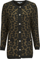 Morgan gebreid vest met panterprint zwart/bruin