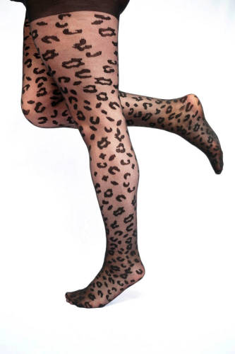 Pamela Mann super curvy + size panty Maxi Leopard 30 denier zwart