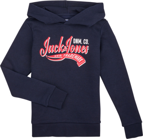 Jack & Jones JUNIOR hoodie JJELOGO met tekst donkerblauw/rood