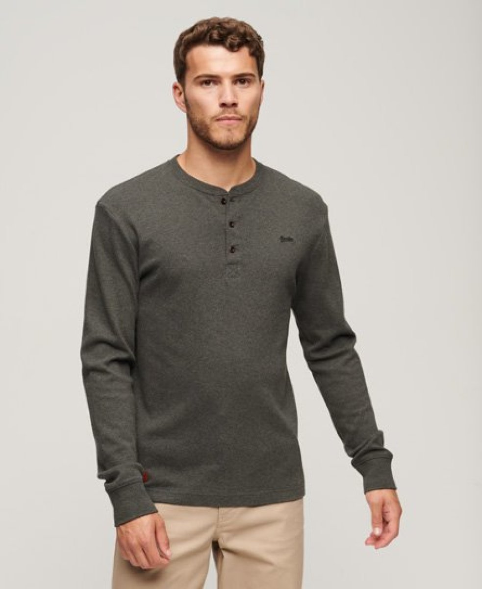 Superdry regular fit longsleeve Vintage logo met logo charcoal marl