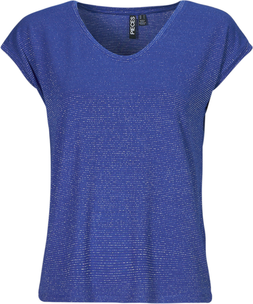 T-shirt Korte Mouw PIECES  PCBILLO TEE LUREX STRIPES