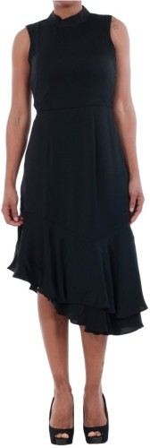 Jurk VERO MODA  10193254 VMKYLIE SL FRILL KNEE DRESS BLACK