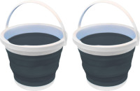 Concorde emmer opvouwbaar - 2x - 5L - grijs/wit - kunststof en rubber