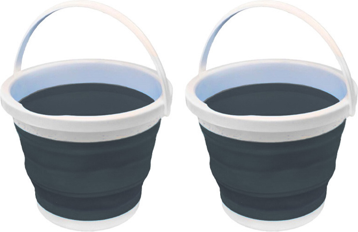 Concorde emmer opvouwbaar - 2x - 5L - grijs/wit - kunststof en rubber