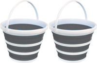 Concorde Emmer opvouwbaar - 2x - 15L - grijs/wit - kunststof en rubber