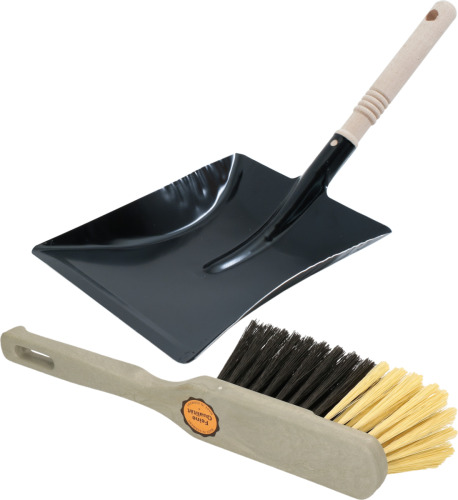 Sorex Luxe stoffer en blik grijs/zwart van metaal voor binnen