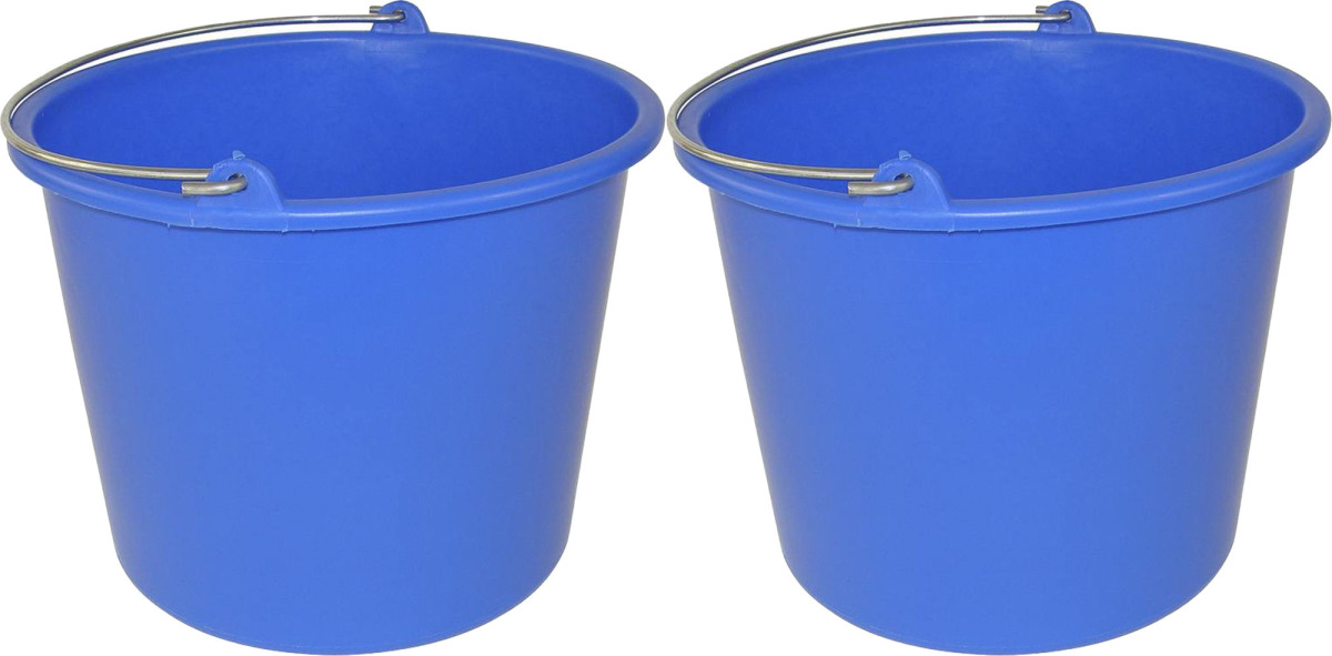 Betra Huishoud emmer - 2x - blauw - kunststof - 12 liter - D29 x H35 cm