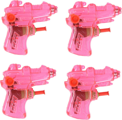 Merkloos Mini waterpistool - 4x - roze - kunststof - 8 centimeter - zomer speelgoed