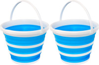 Concorde emmer opvouwbaar - 2x - 15L - blauw/wit - kunststof en rubber