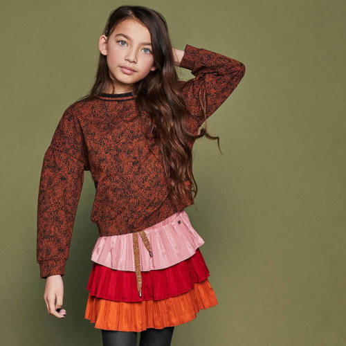 NONO sweater met all over print bruin