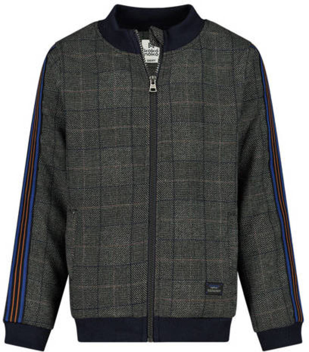Koko Noko geruit sweatvest donkergrijs