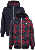 WE Fashion reversible gewatteerde tussenjas van gerecycled polyester donkerblauw/rood