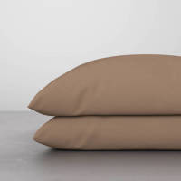 wehkamp home katoenen kussensloop bruin (set van 2) (60x70 cm)