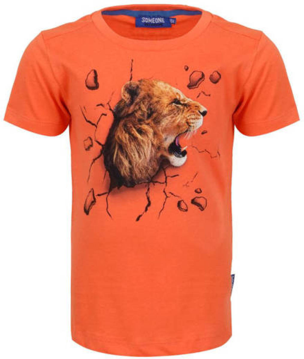 Someone T-shirt Meromi met printopdruk oranje