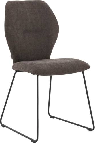 Goossens Eetkamerstoel Hera bruin stof leuning, modern design