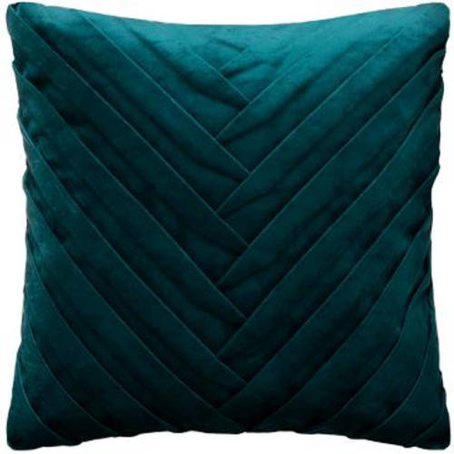 CASA DI ELTURO Fluwelen Kussen Weave Petrol Blauw - Velvet - 40 x 40 cm (incl. vulling)